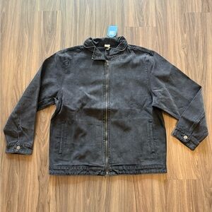 Market Studios Washed Black Canvas Zip Jacket – XL – Brand New – Large Back Logo